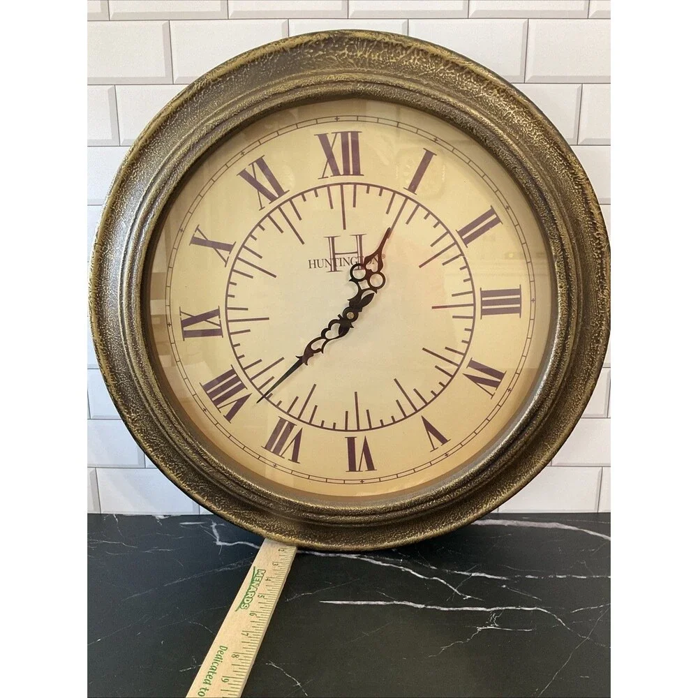 20” Wooden Deep Glass Wall Clock - Antique Style Brown Finish Wall Clock